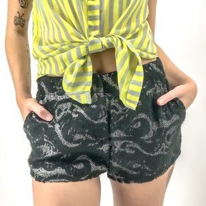 🌻3/$20 MINKPINK black & silver velvet textured shorts XS